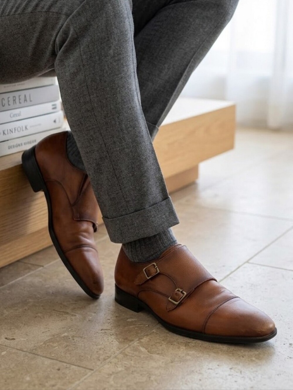 Aldo 9 Double Monk Strap Cap Toe Leather Dress Shoes Old Money Modern Preppy